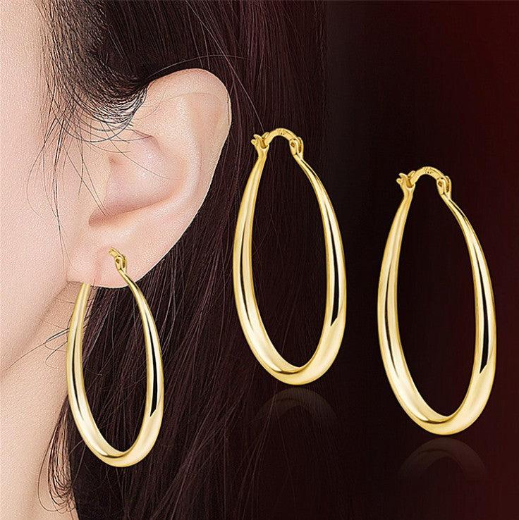Geometric oval earrings earrings earrings - BUNNY BAZAR