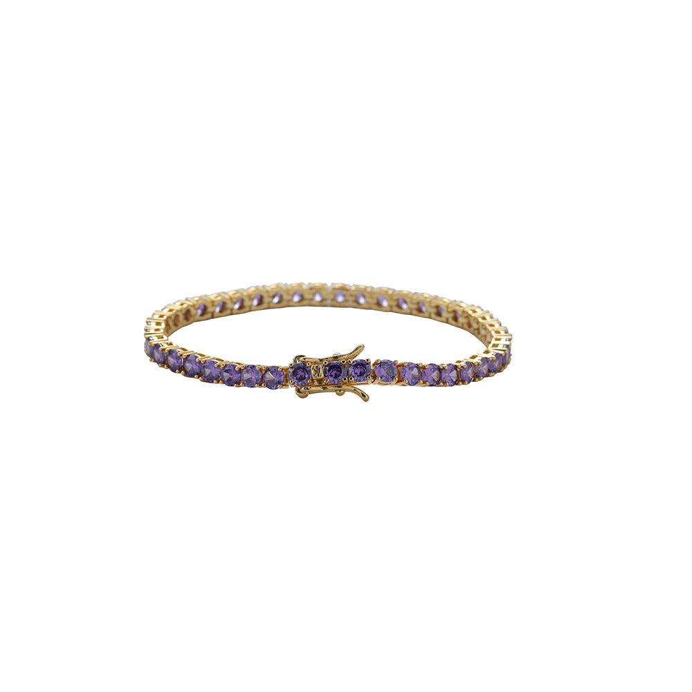 Purple Zirconium Single Row Copper Tennis Bracelet - BUNNY BAZAR