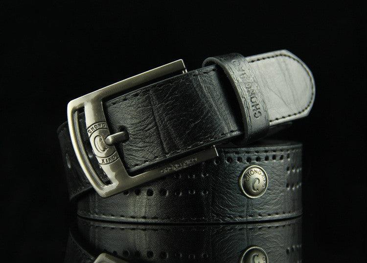 Men's Denim Casual Hollow Rivet Wide Belt - BUNNY BAZAR