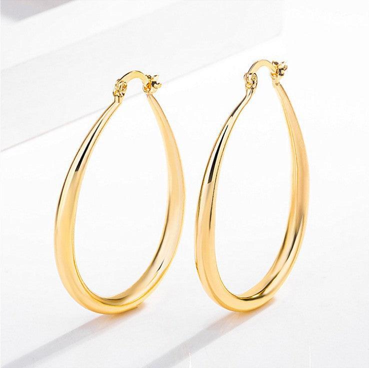 Geometric oval earrings earrings earrings - BUNNY BAZAR