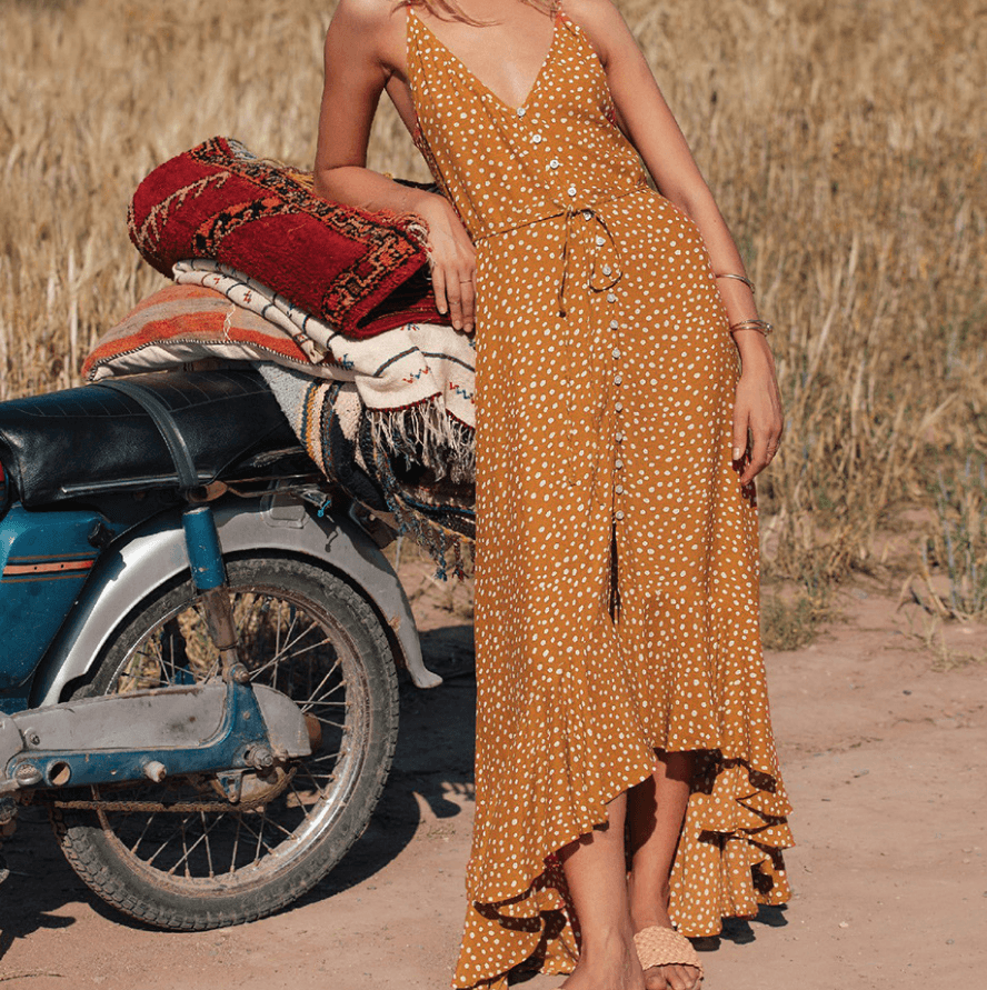 Polka dot ruffled print dress - BUNNY BAZAR