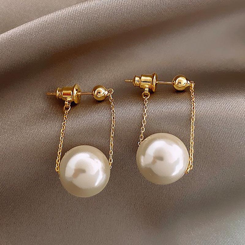 Korean Version Of Imitation Pearl Personality Wild Geometric Type Earrings - BUNNY BAZAR