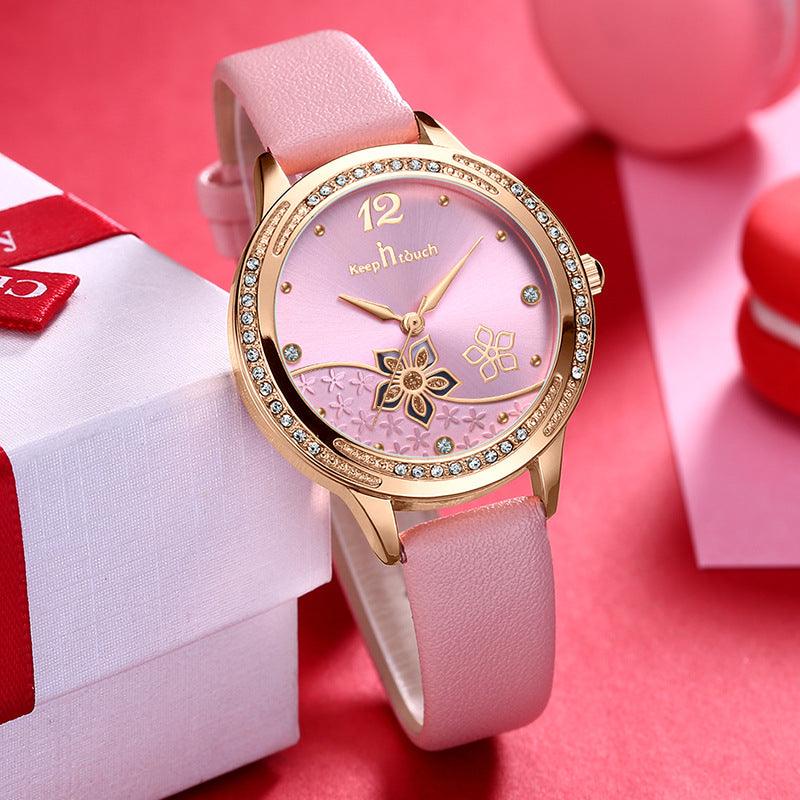 T-77 Simple And Flower Waterproof Watch Women's Trendy Watch is A Stylish Timepiece That Combines Fashion And Function - BUNNY BAZAR