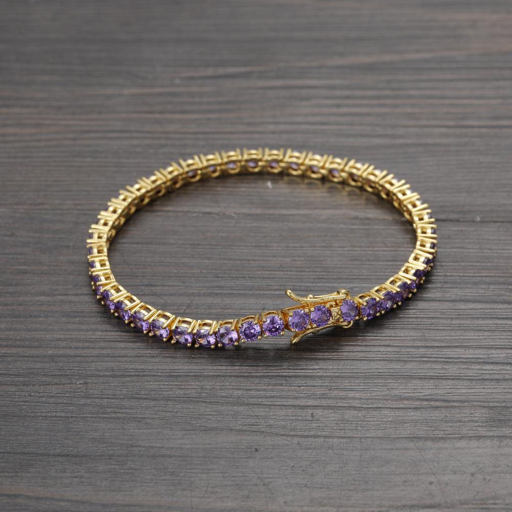 Purple Zirconium Single Row Copper Tennis Bracelet - BUNNY BAZAR