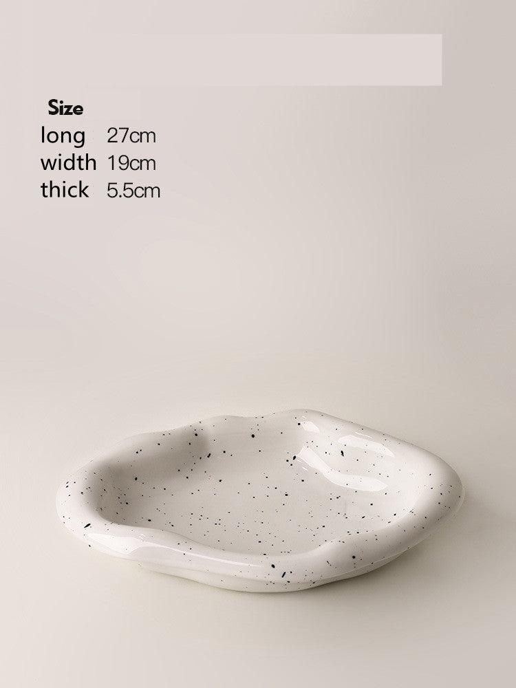 Ins Creative Decoration Dessert Tray Storage Light Luxury Silver Ceramic Jewelry Dessert Decoration Tray - BUNNY BAZAR
