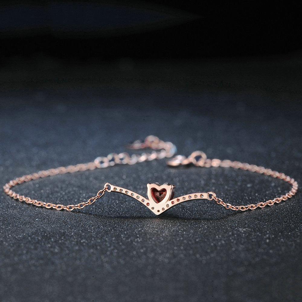 Natural Heart-shaped Red Garnet Set - BUNNY BAZAR