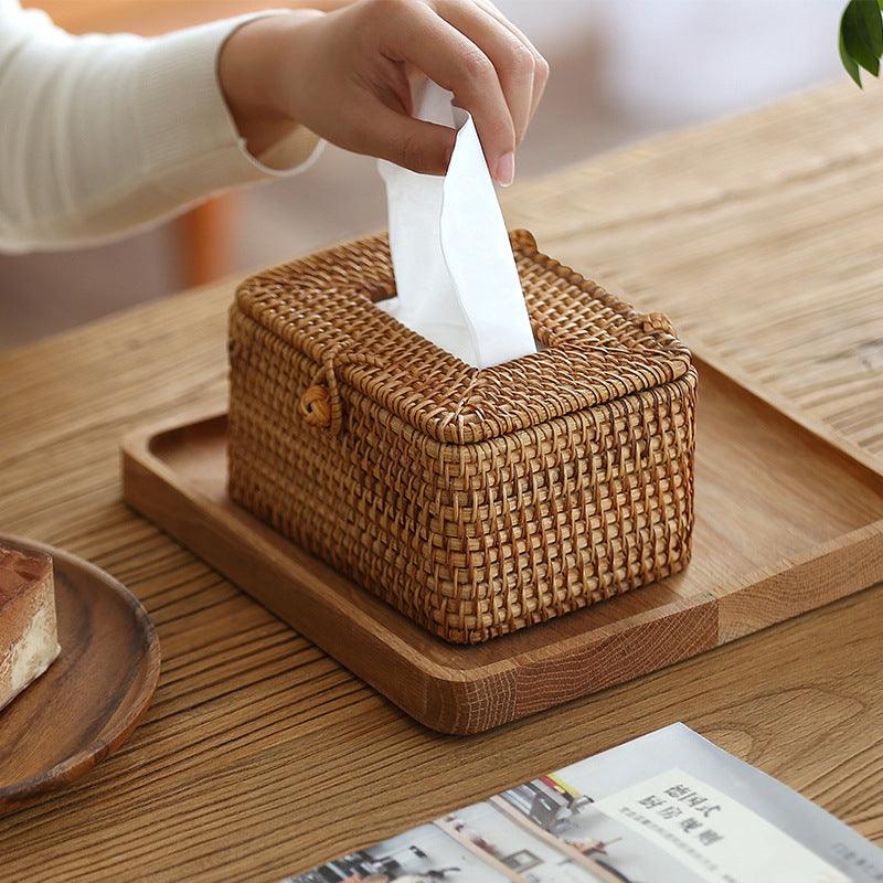 Handmade rattan tissue box - BUNNY BAZAR