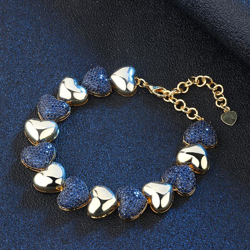 Female South American style micro-inlaid zirconium love bracelet - BUNNY BAZAR
