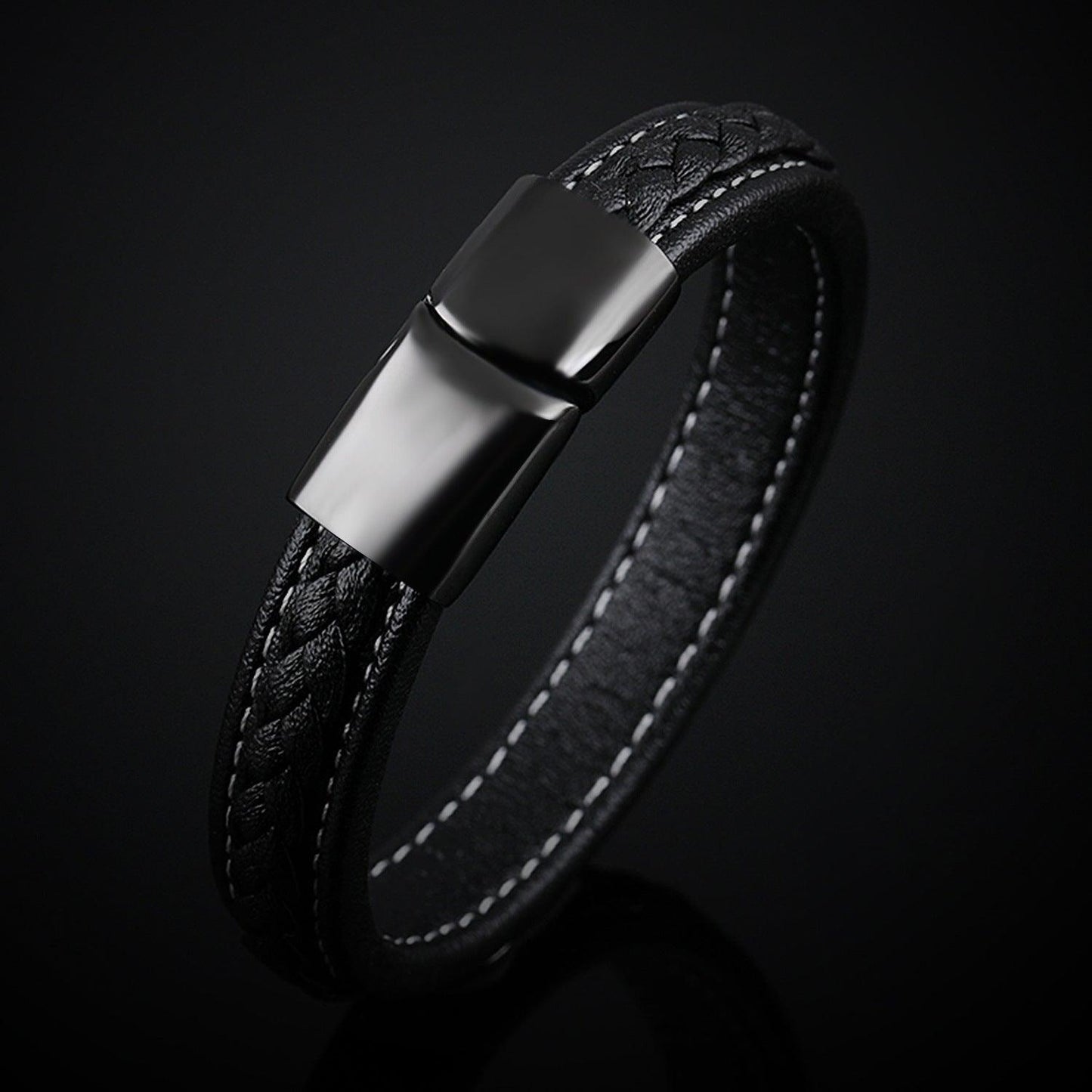 Black titanium steel bracelet - BUNNY BAZAR