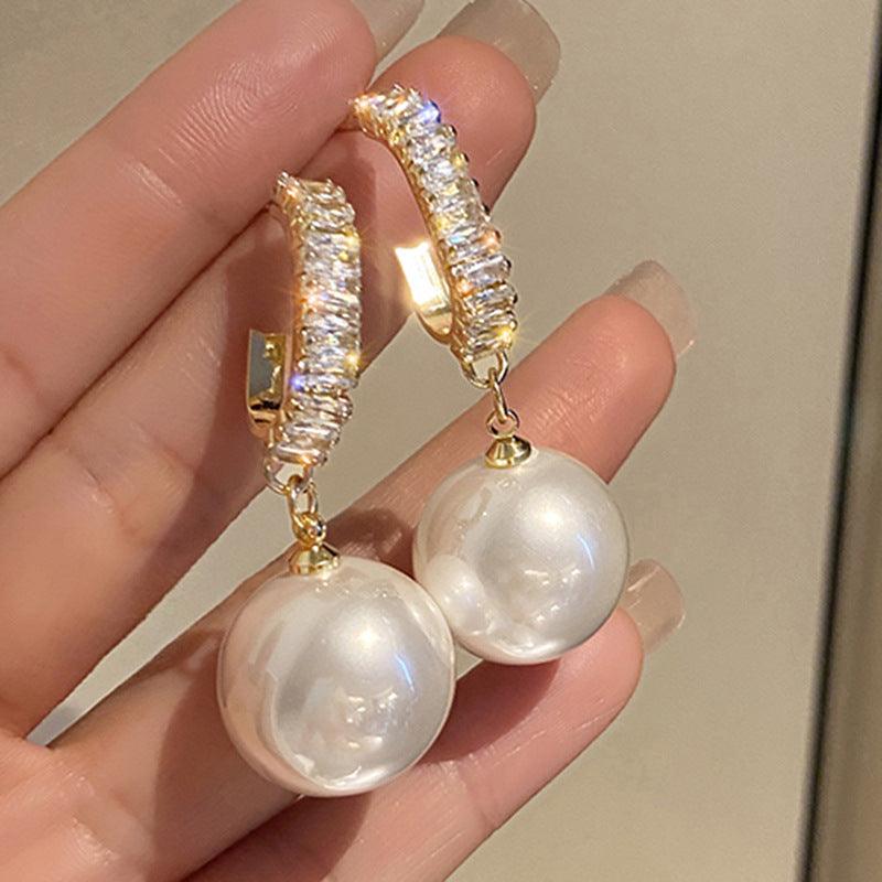 Korean Version Of Imitation Pearl Personality Wild Geometric Type Earrings - BUNNY BAZAR