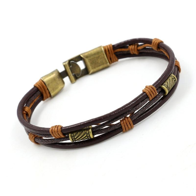 Retro Men's Braided Leather Bracelet - BUNNY BAZAR