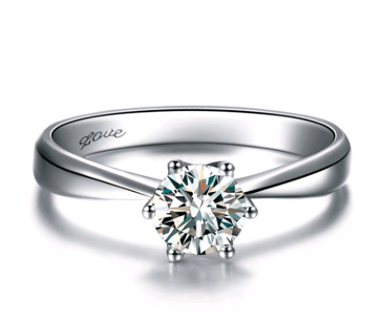 BB-12 Sterling Silver Jewelry SONA Diamond Ring 1 Carat Six-Claw Female Crown Simulation Diamond Ring - BUNNY BAZAR