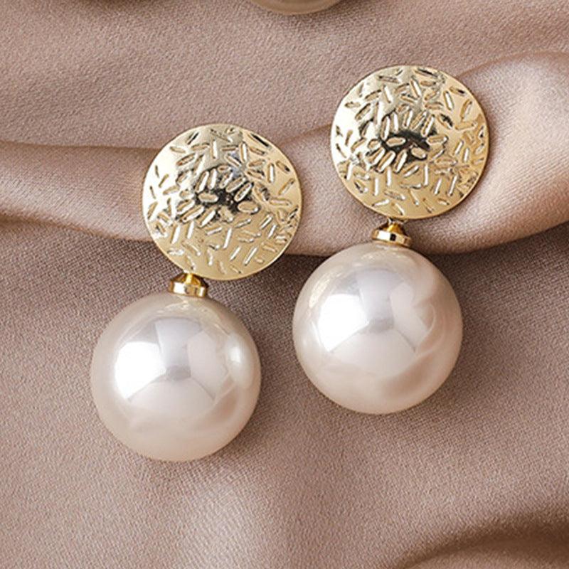 Korean Version Of Imitation Pearl Personality Wild Geometric Type Earrings - BUNNY BAZAR