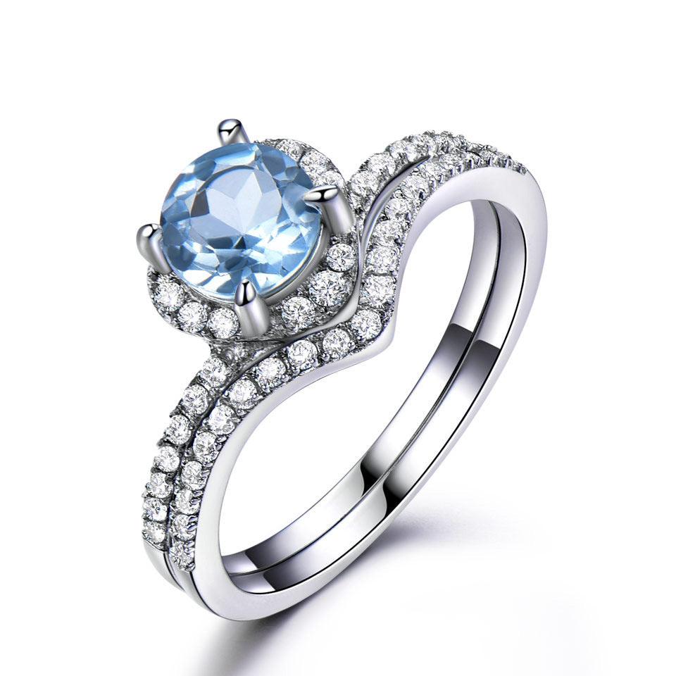 Luxury Sky Blue Topaz Ring Women - BUNNY BAZAR