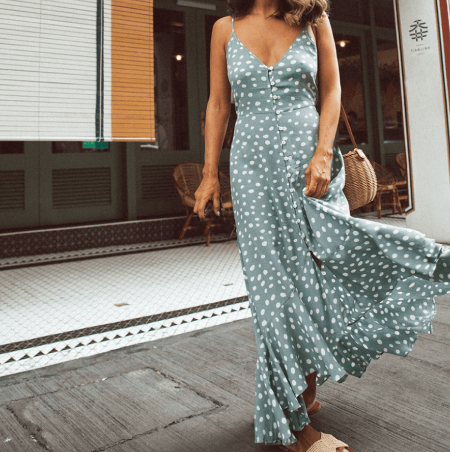 Polka dot ruffled print dress - BUNNY BAZAR