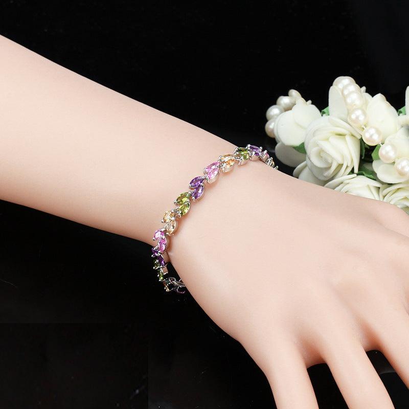 Korean Korean fashion hand jewelry small leaf AAA zircon bracelet jewelry - BUNNY BAZAR
