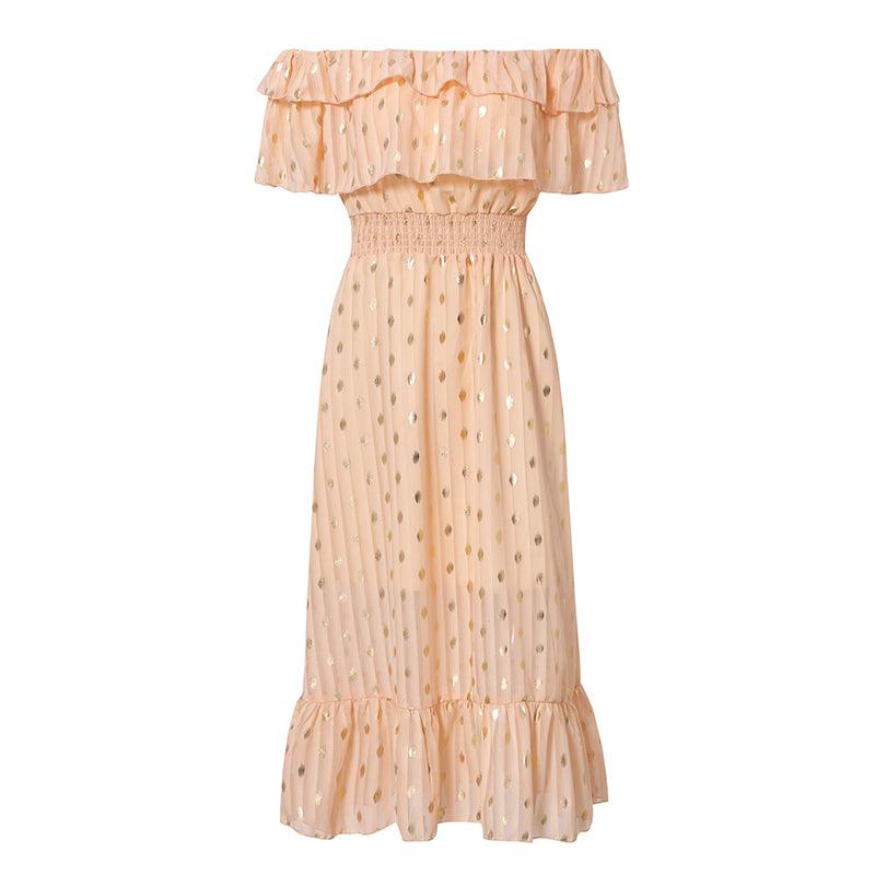 Off-shoulder ruffled polka dot dress - BUNNY BAZAR