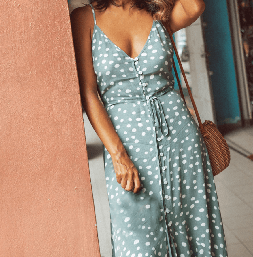 Polka dot ruffled print dress - BUNNY BAZAR