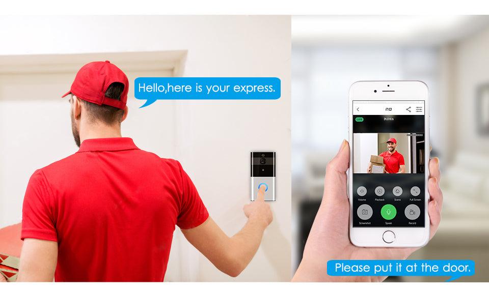 Marlboze 720P WIFI Visual Doorbell Wireless Intercom Doorbell PIR Motion Detection Night View SD card Video Smart Doorbell Ring - BUNNY BAZAR
