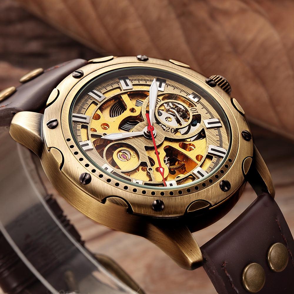 Mens Skeleton Steampunk Automatic Mechanical Watch - BUNNY BAZAR