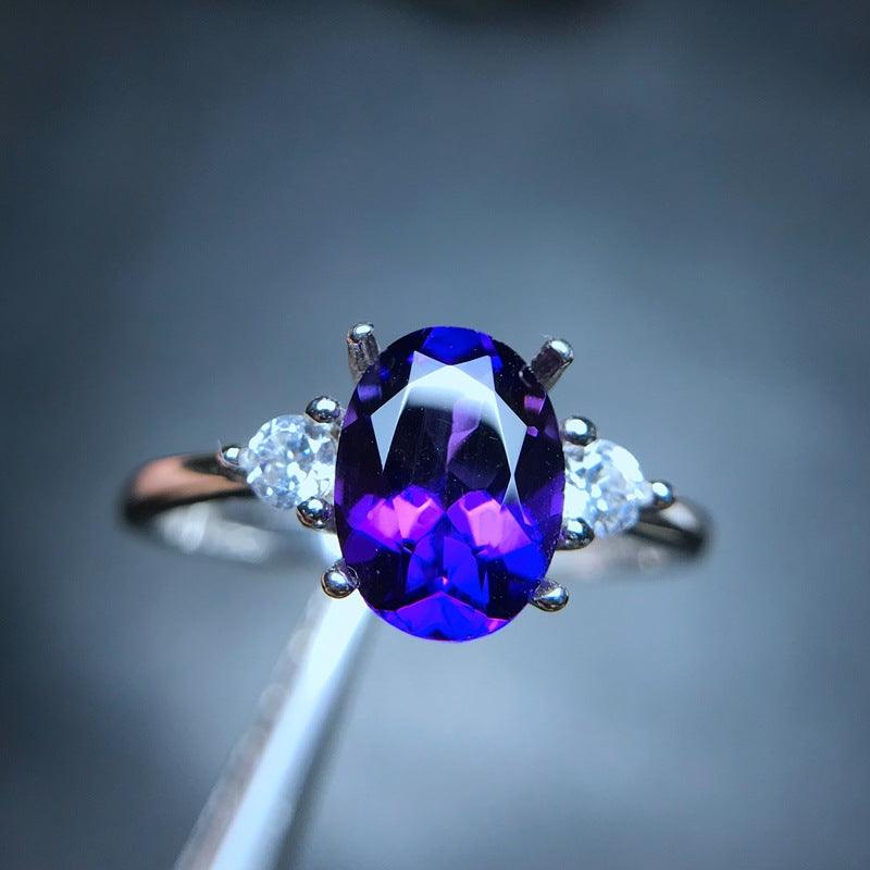 Japan and South Korea Light Edition 925 Silver Amethyst Ring - BUNNY BAZAR