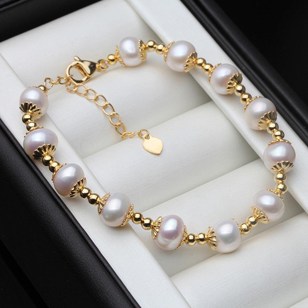 Real Freshwater Round Pearl Bracelet For Women Natural Pearl - BUNNY BAZAR