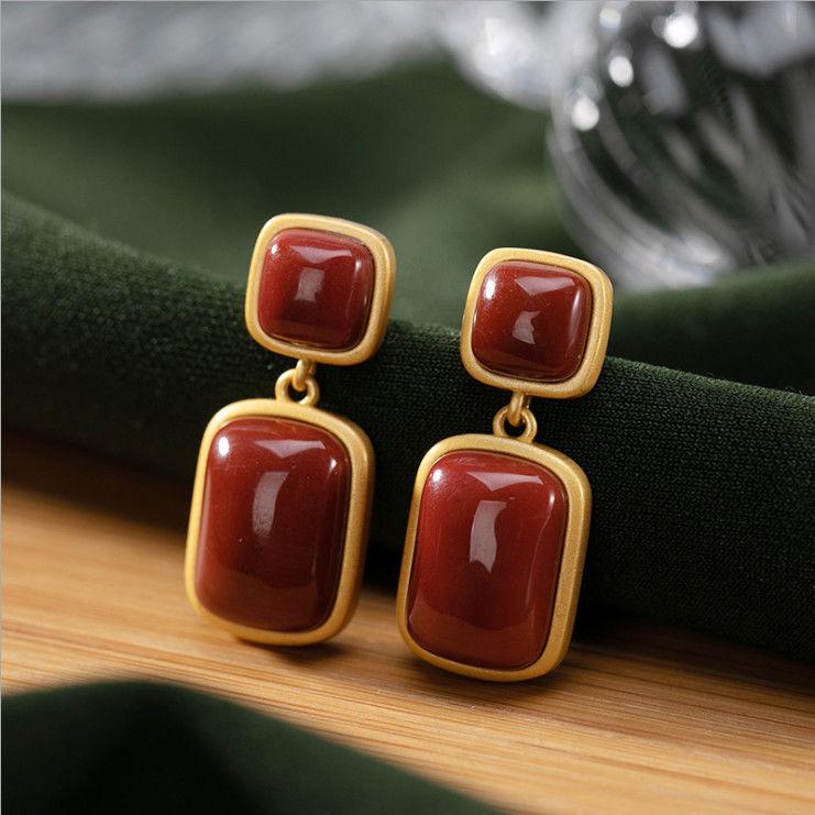 Jade Sapphire Earrings Bafeng Wild Personality Earrings Female Earrings - BUNNY BAZAR
