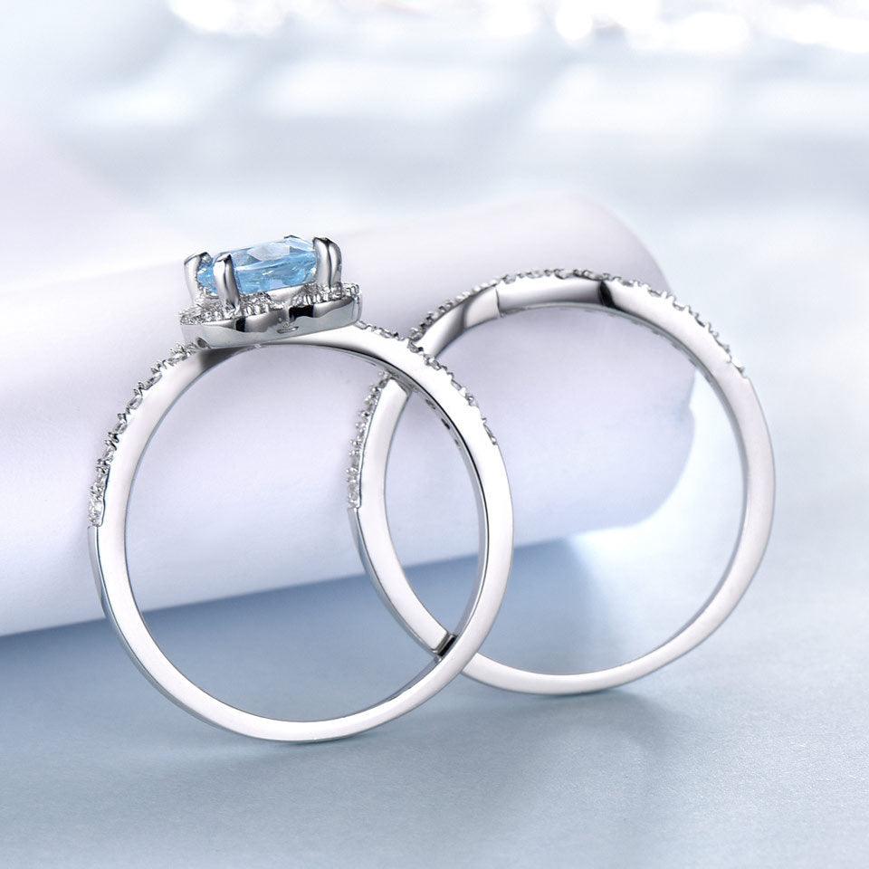 Luxury Sky Blue Topaz Ring Women - BUNNY BAZAR