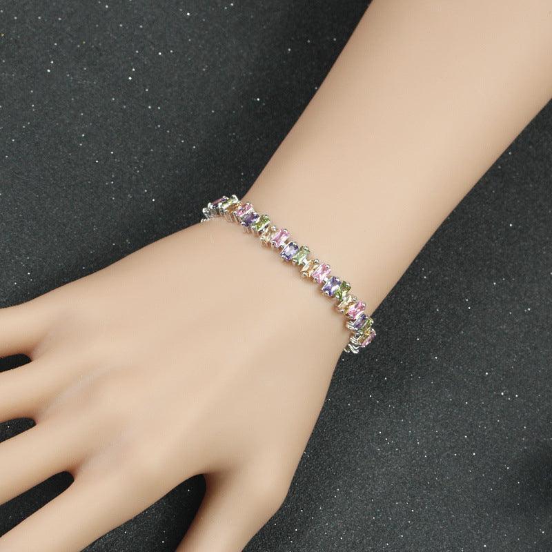 Square Blue Purple Transparent Zircon Bracelet - BUNNY BAZAR
