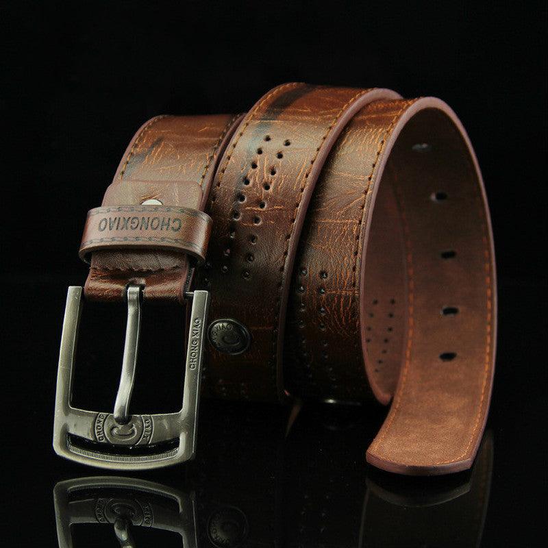 Men's Denim Casual Hollow Rivet Wide Belt - BUNNY BAZAR