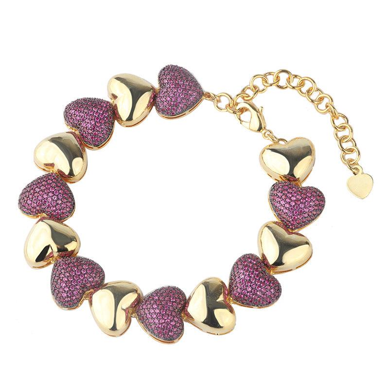 Female South American style micro-inlaid zirconium love bracelet - BUNNY BAZAR