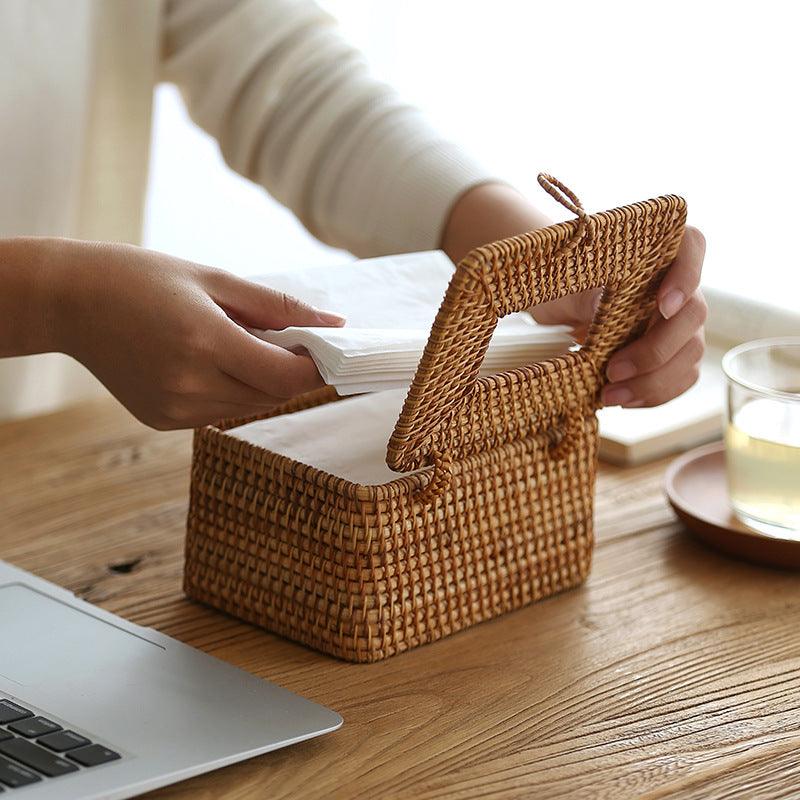 Handmade rattan tissue box - BUNNY BAZAR