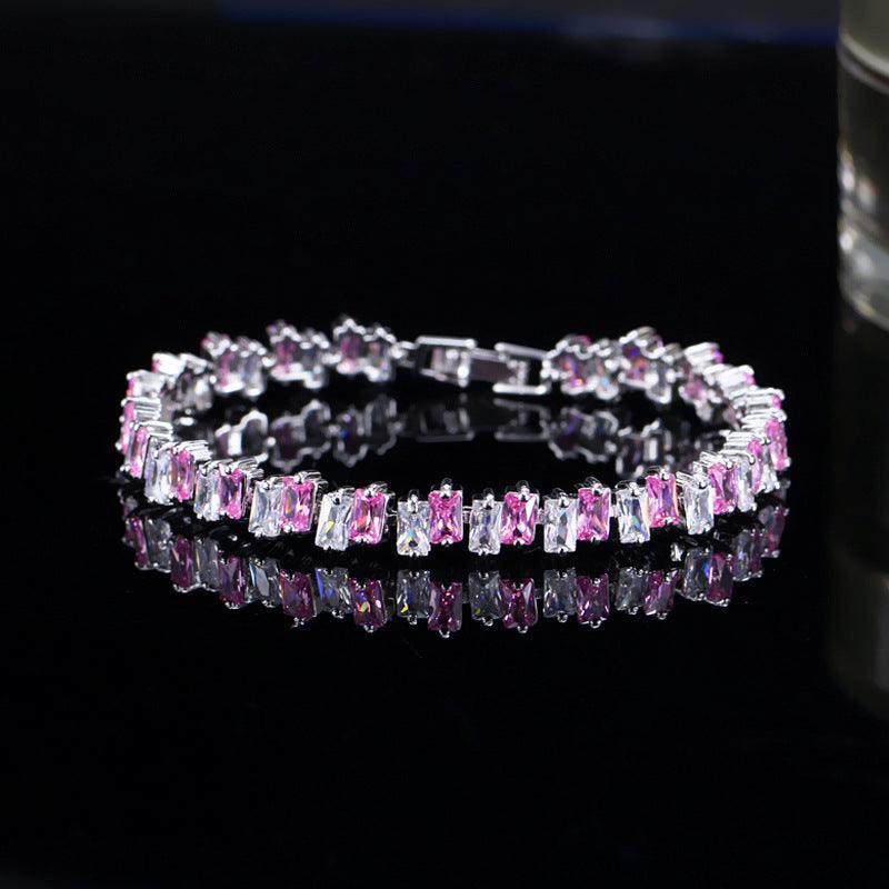 Square Blue Purple Transparent Zircon Bracelet - BUNNY BAZAR