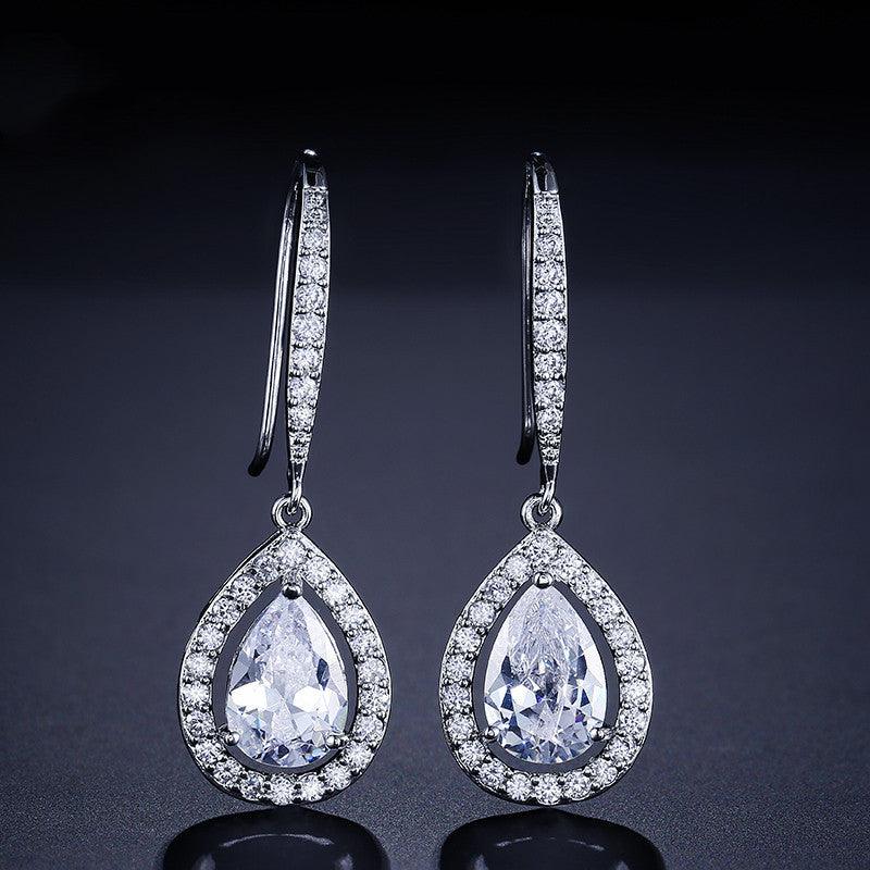 Micro-inlaid AAA Zircon Personality Drop-shaped Ear Hooks - BUNNY BAZAR