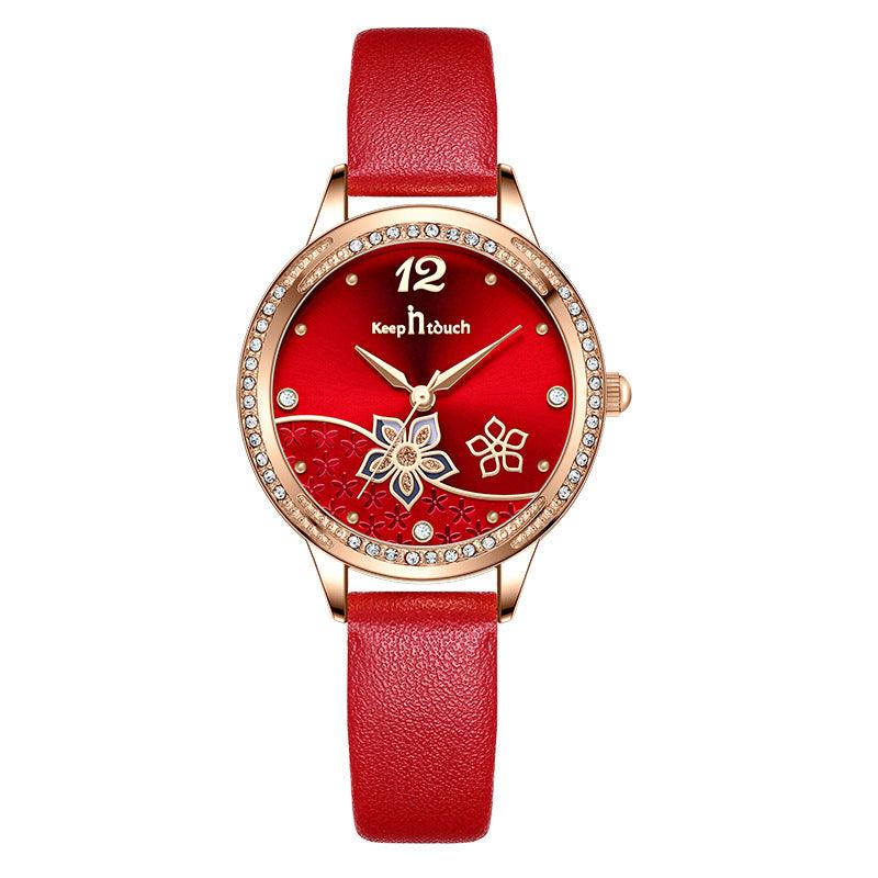 T-77 Simple And Flower Waterproof Watch Women's Trendy Watch is A Stylish Timepiece That Combines Fashion And Function - BUNNY BAZAR