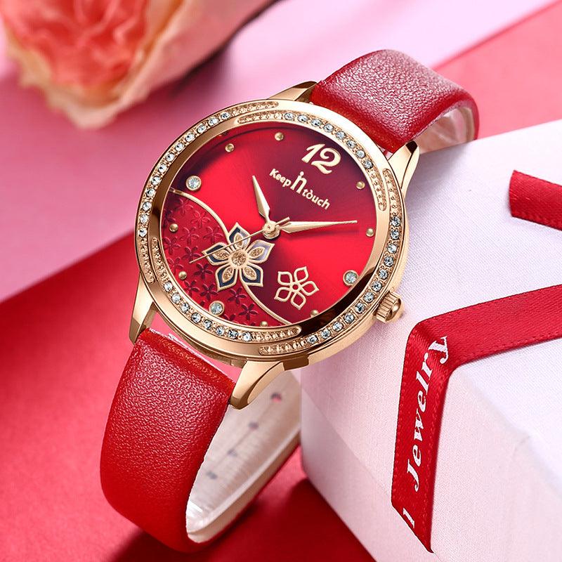 T-77 Simple And Flower Waterproof Watch Women's Trendy Watch is A Stylish Timepiece That Combines Fashion And Function - BUNNY BAZAR