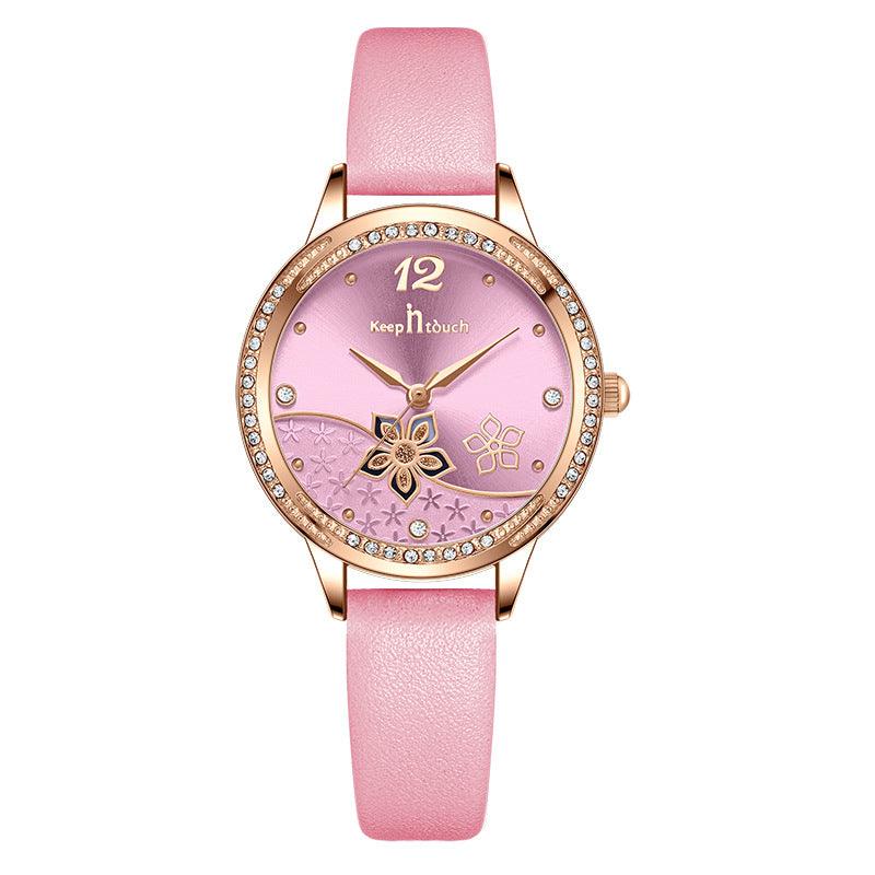 T-77 Simple And Flower Waterproof Watch Women's Trendy Watch is A Stylish Timepiece That Combines Fashion And Function - BUNNY BAZAR