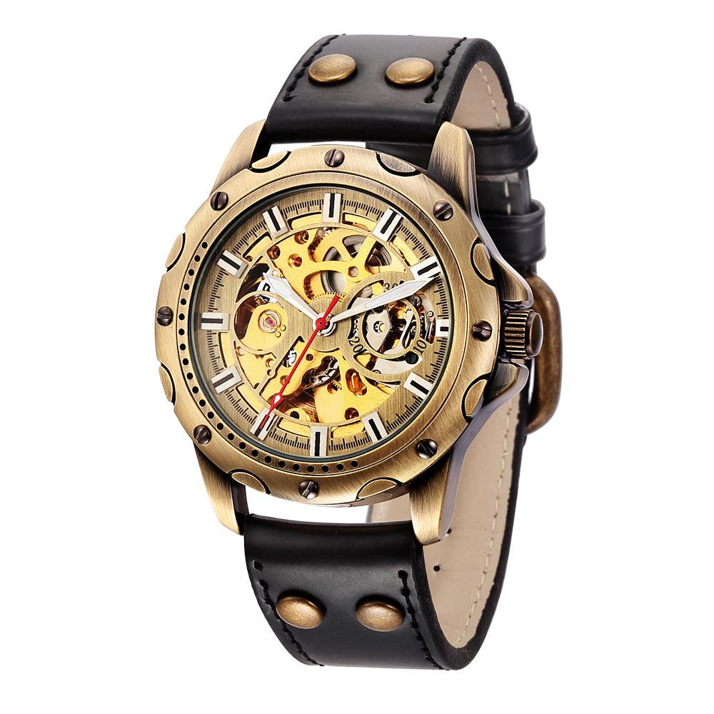 Mens Skeleton Steampunk Automatic Mechanical Watch - BUNNY BAZAR