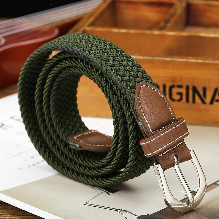 Canvas Belt Belt Elastic Woven Fashion Casual All-match Solid Color Elastic Belt - BUNNY BAZAR