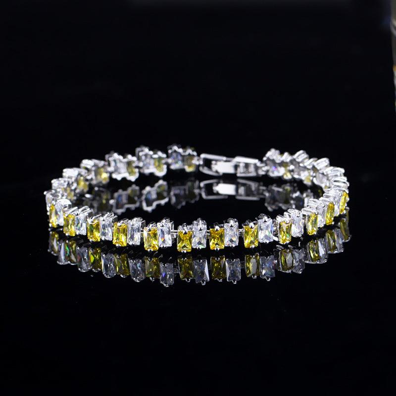 Square Blue Purple Transparent Zircon Bracelet - BUNNY BAZAR