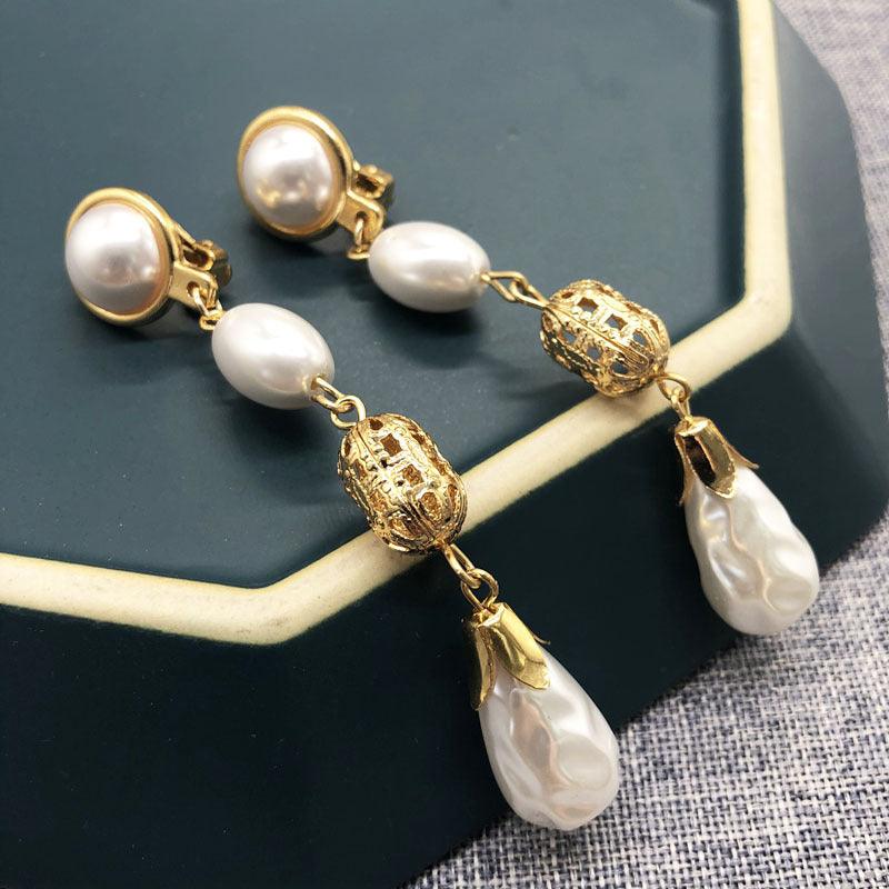 White Pearl Earrings Earrings Retro Drop Earrings - BUNNY BAZAR