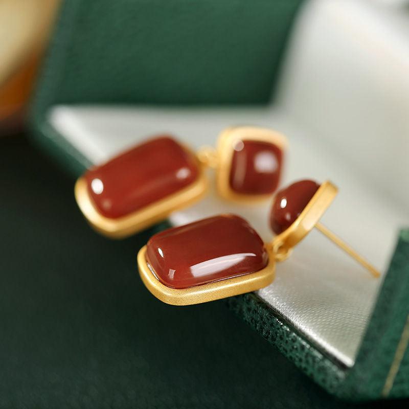 Jade Sapphire Earrings Bafeng Wild Personality Earrings Female Earrings - BUNNY BAZAR
