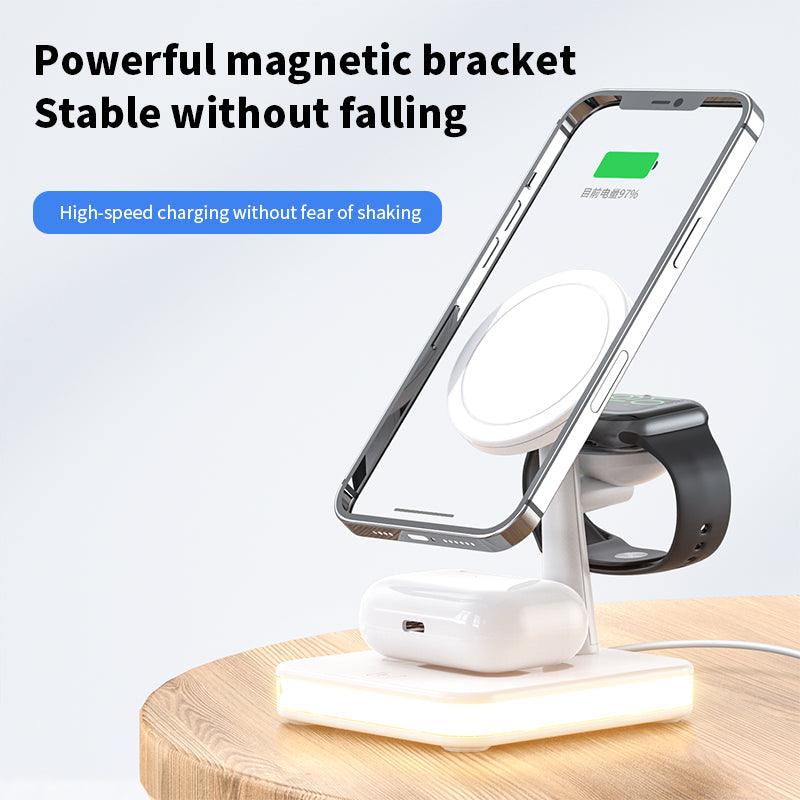 3 In 1 Magnetic Wireless Charger Stand Fast Charging Dock Station - BUNNY BAZAR