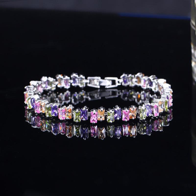 Square Blue Purple Transparent Zircon Bracelet - BUNNY BAZAR
