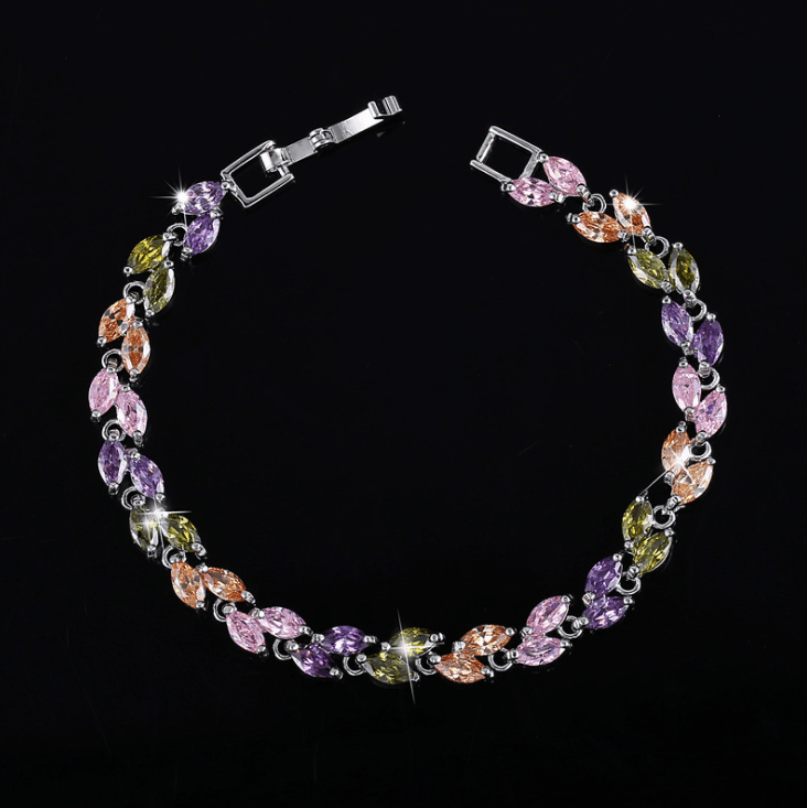 Korean Korean fashion hand jewelry small leaf AAA zircon bracelet jewelry - BUNNY BAZAR