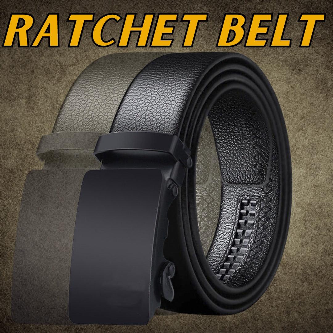 Microfiber Leather Mens Ratchet Belt Belts For Men Adjustable Automatic Buckle Black - BUNNY BAZAR