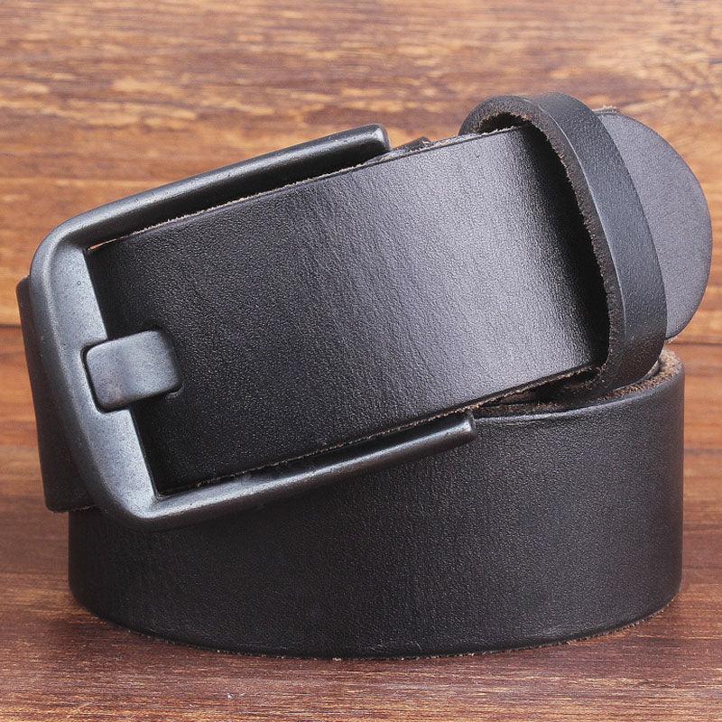 Leather Head Layer Pure Cowhide Wide Pin Buckle Belt - BUNNY BAZAR