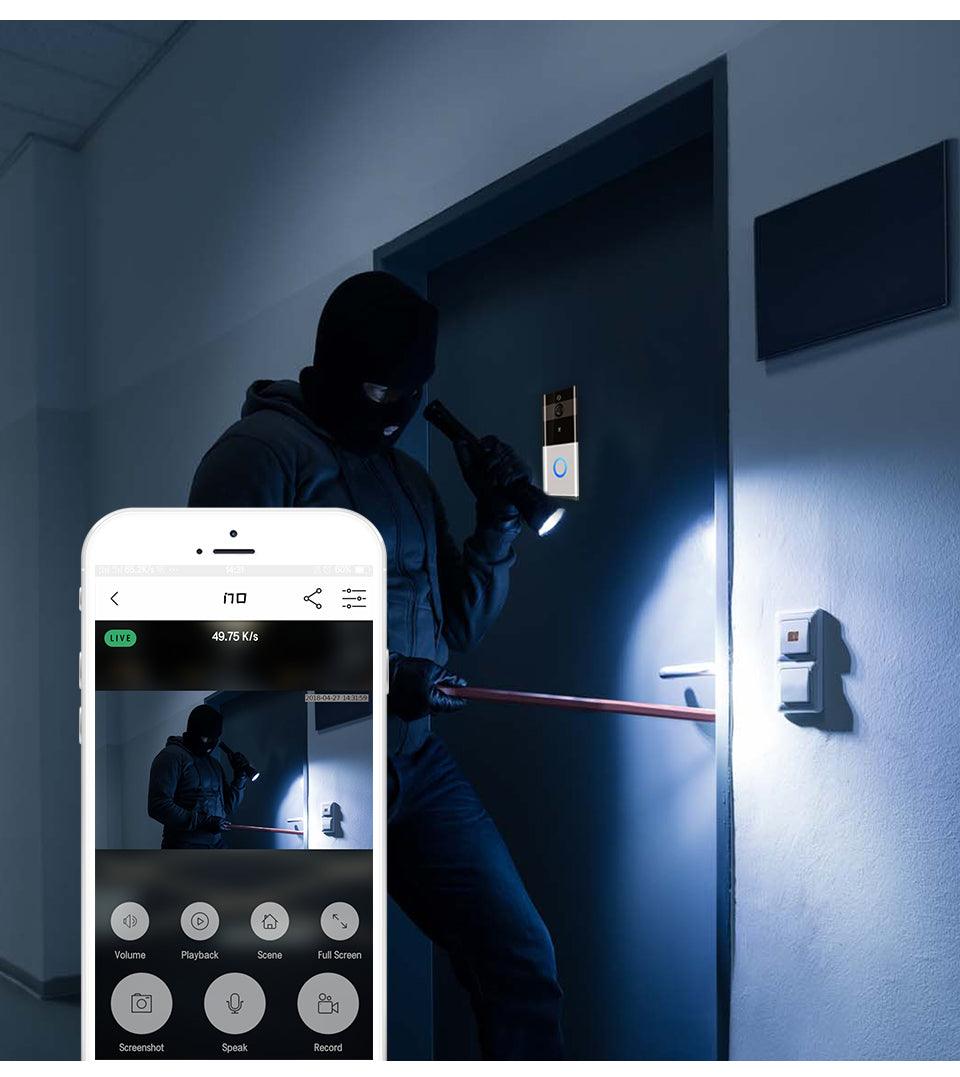Marlboze 720P WIFI Visual Doorbell Wireless Intercom Doorbell PIR Motion Detection Night View SD card Video Smart Doorbell Ring - BUNNY BAZAR