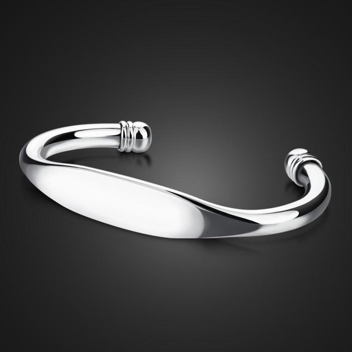 Fashionable Simple Glossy Bracelet 925 Silver Plated Men And Women Couple Bracelets - BUNNY BAZAR