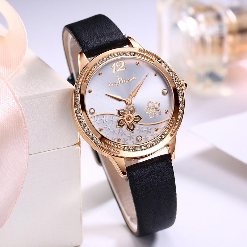 T-77 Simple And Flower Waterproof Watch Women's Trendy Watch is A Stylish Timepiece That Combines Fashion And Function - BUNNY BAZAR